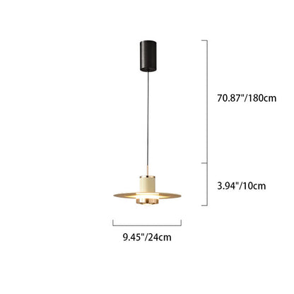Modern Minimalist Cylinder Flying Saucer Metal LED Pendant Light for Living Room