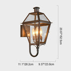 Industrial Waterproof Glass Lantern Iron 3-Light Outdoor Wall Sconce Lamp Lumendat