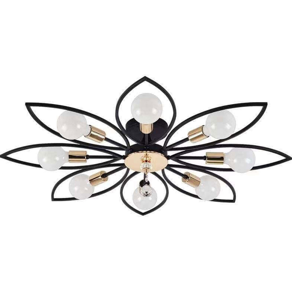 Nordic Light Luxury Wrought Iron Crystal 6/8-light Flush Mount Ceiling Light BulbSquare