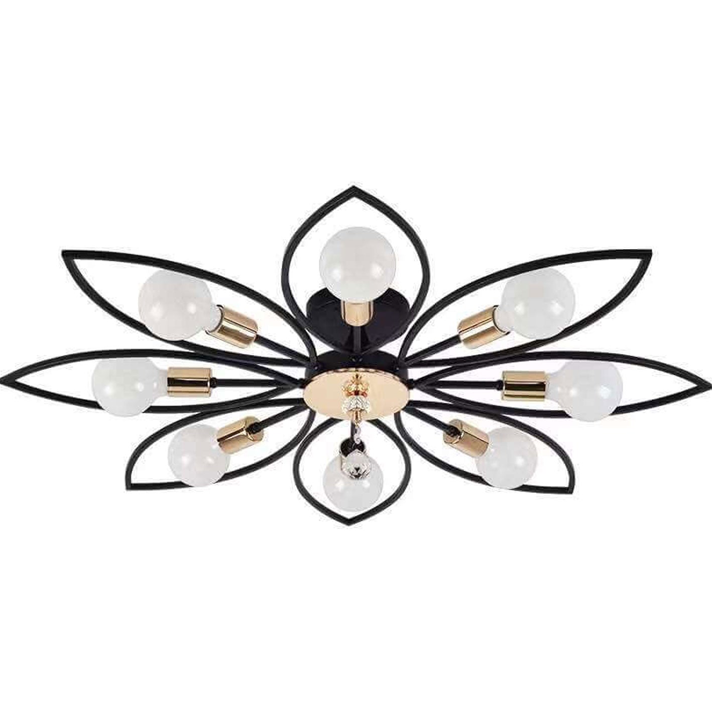 Nordic Light Luxury Wrought Iron Crystal 6/8-light Flush Mount Ceiling Light