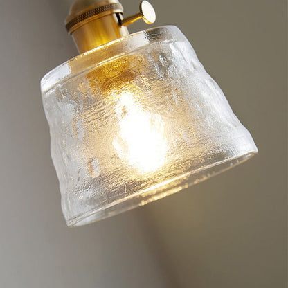 Vintage Glass Brass Drum 1-light Pendant Light