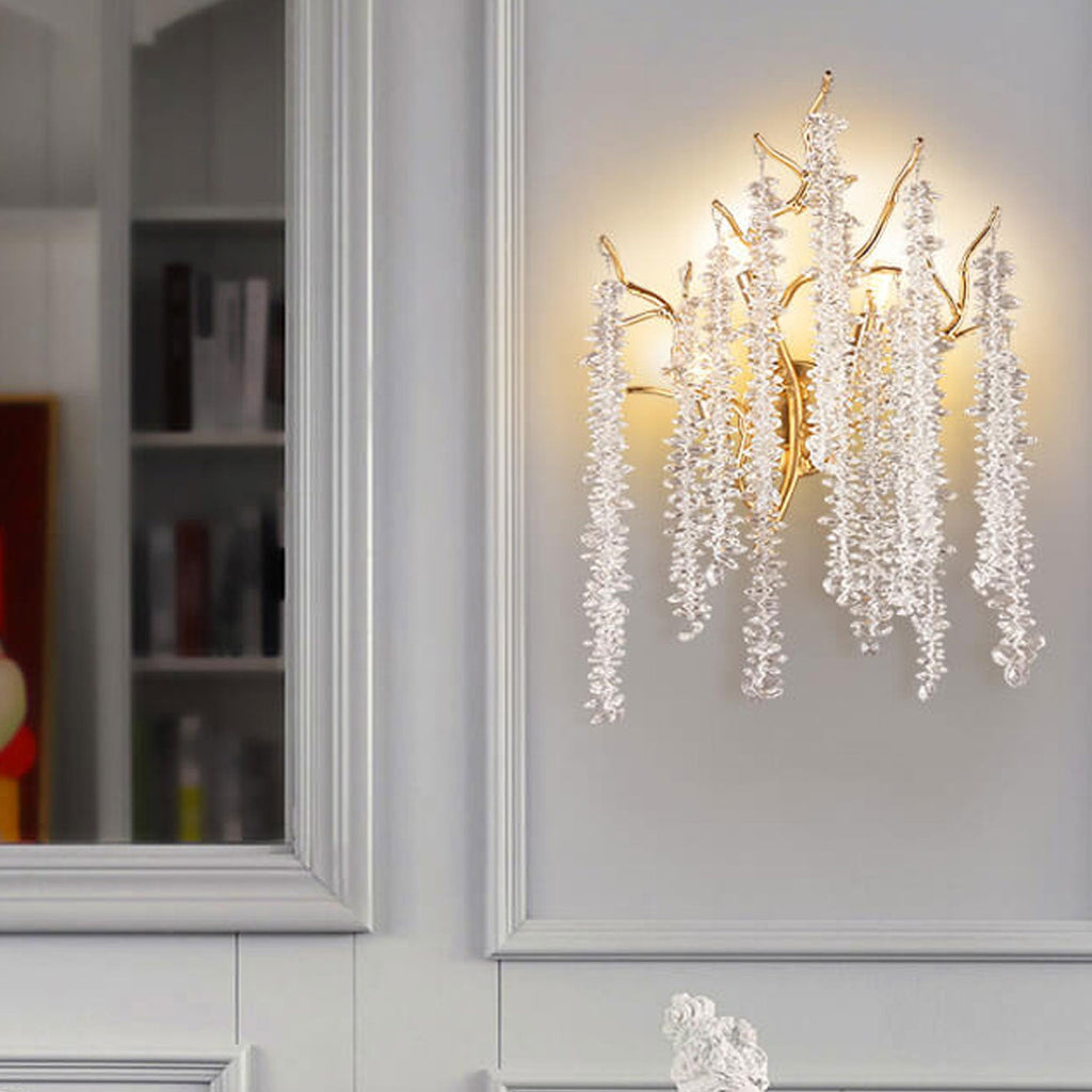 Modern Light Luxury Tree Branch Crystal 3-Light Wall Sconce Lamp Lumendat