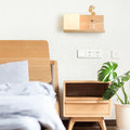 Japanese Minimalist Wood Square Glass 1-Light Wall Sconce Lamp