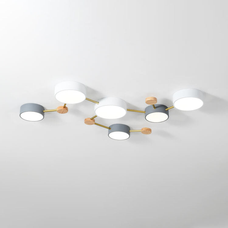 Scandinavian Minimalist Solid Wood Iron LED Flush Mount Lighting BulbSquare