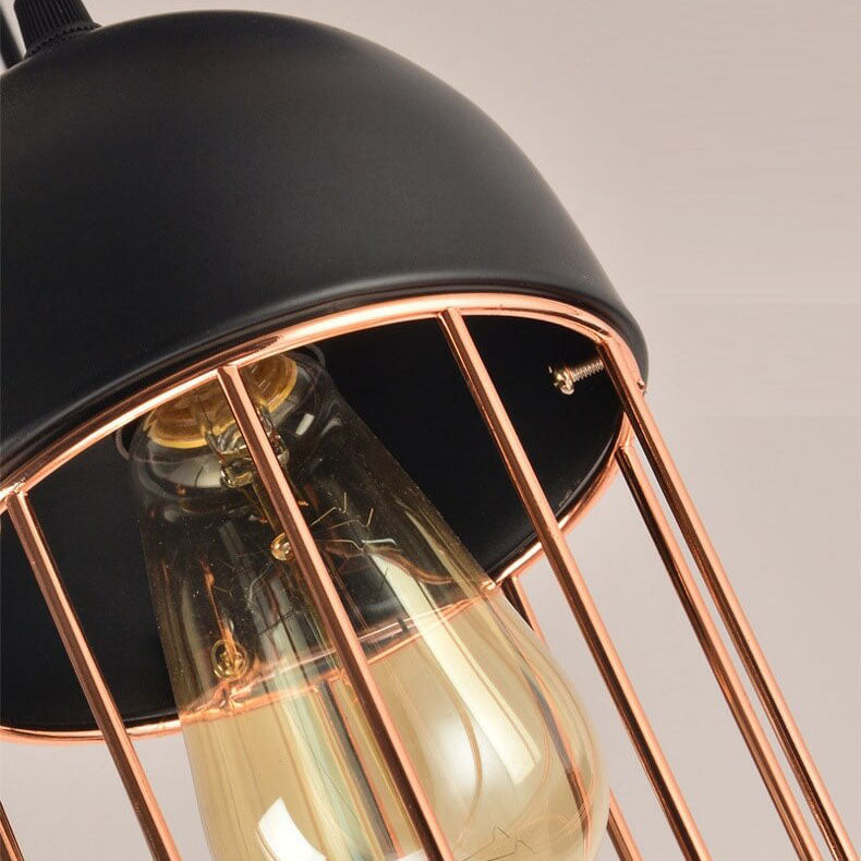 Nordic Creative Iron Cage Geometry 1-light Pendant Light BulbSquare