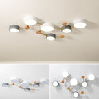 Scandinavian Minimalist Solid Wood Iron LED Flush Mount Lighting BulbSquare