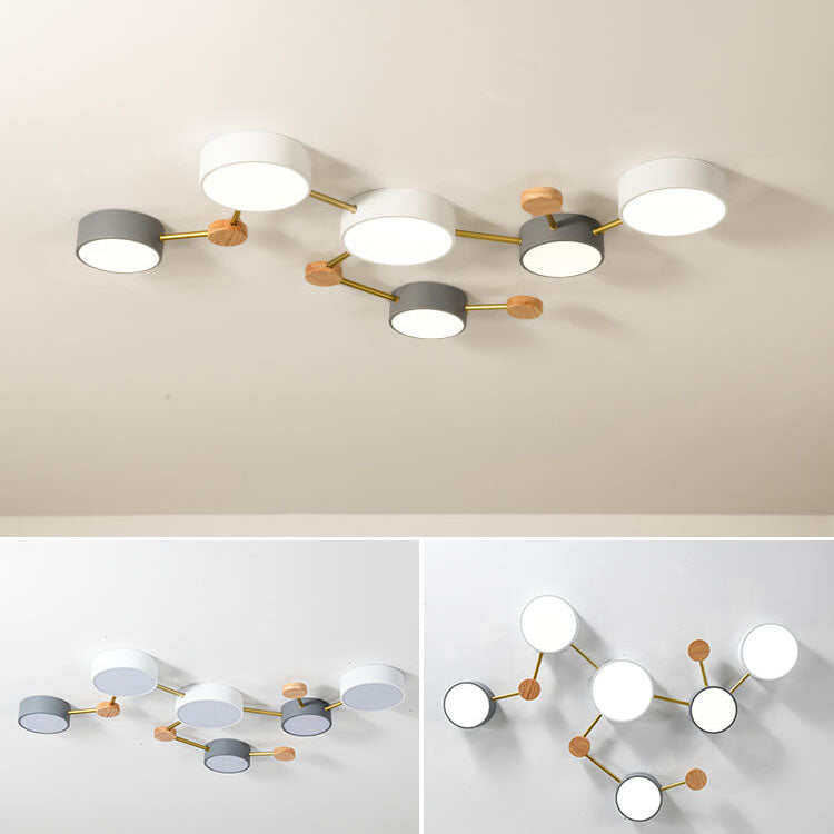 Scandinavian Minimalist Solid Wood Iron LED Flush Mount Lighting BulbSquare