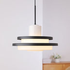 Traditional Vintage Round Cylinder Glass Iron 1-light Pendant Light for Living Room BulbSquare
