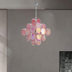 Traditional French Flower Shaped Iron Glass 5/9/12 Light Chandelier for Living Room BulbSquare