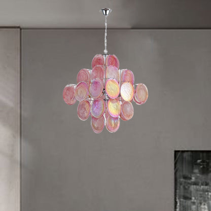 Traditional French Flower Shaped Iron Glass 5/9/12 Light Chandelier for Living Room