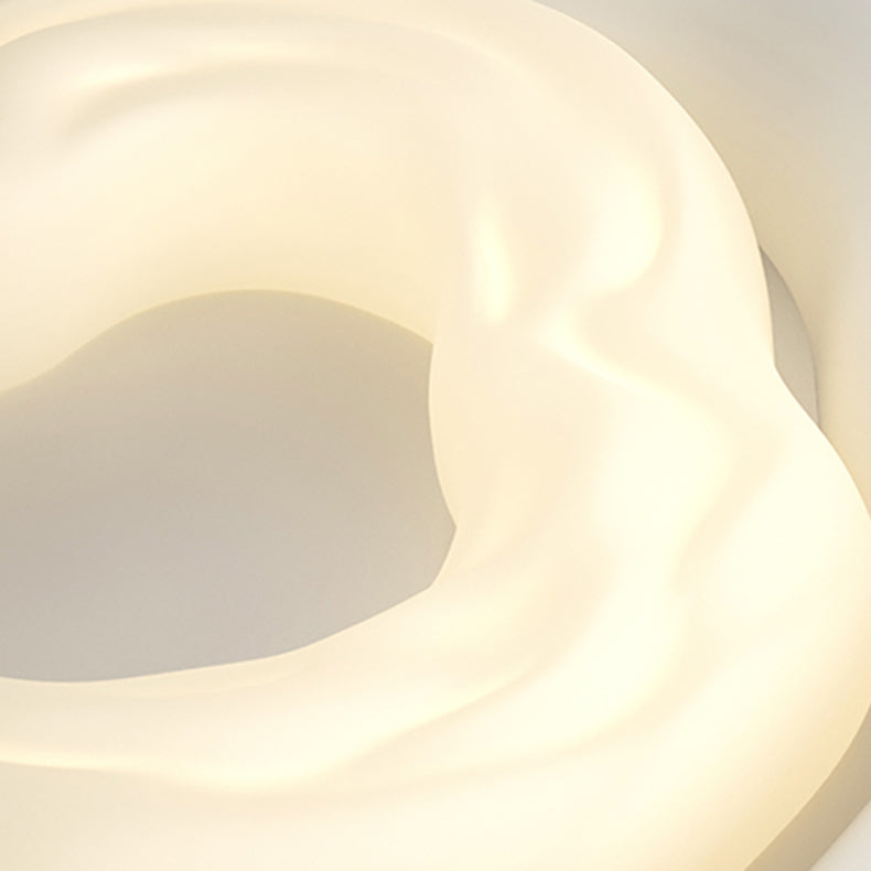 Modern Minimalist Cream Cloud Pe Iron LED Flush Mount Ceiling Light for Living Room