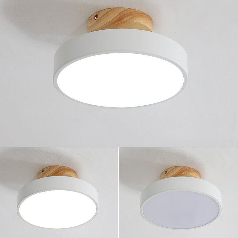 Nordic Wood Round Acrylic LED Semi-Flush Mount Ceiling Light Lumendat