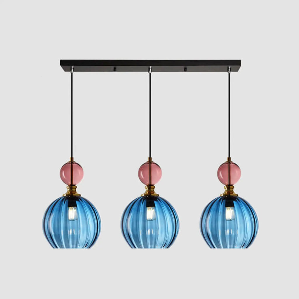 Danish Creative Stripes Glass Round 1/3 Light Chandelier Lumendat