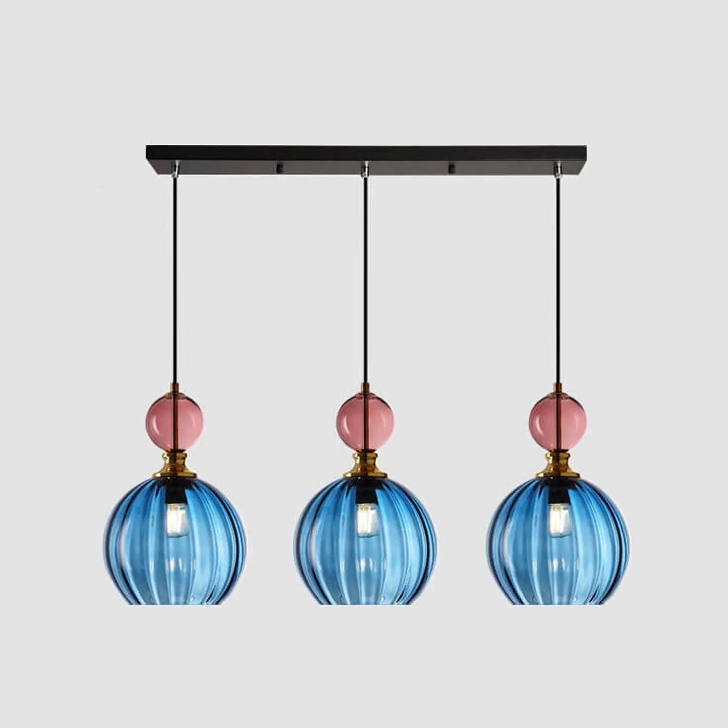 Danish Creative Stripes Glass Round 1/3 Light Chandelier Lumendat