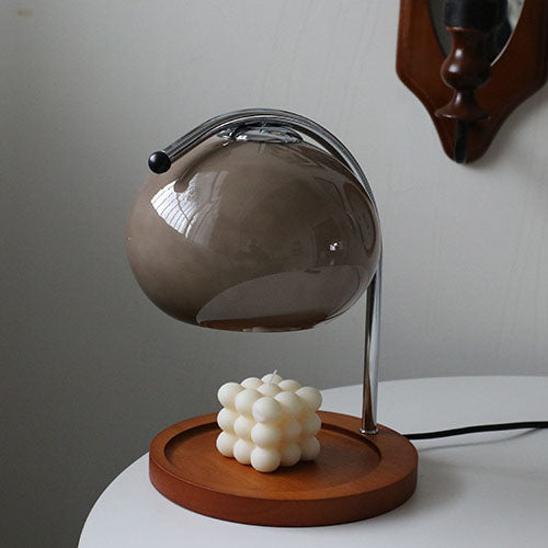 Vintage Glass Dome Solid Wood Base 1-Light Melting Wax Table Lamp Lumendat