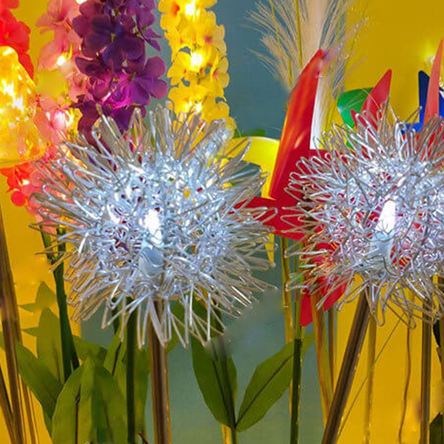 Solar Dandelion Aluminum Wire Globe Light LED Outdoor Waterproof Luminous Garden Insert Ground Landscape Light Lumendat