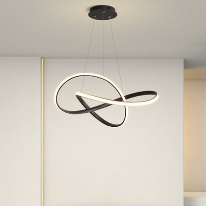 Modern Minimalist Aluminum Twist Ring LED Island Light Pendant Light for Dining Room
