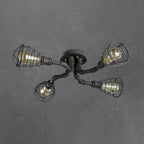 Industrial Vintage Water Pipe Round Iron 4/6/8 Light Flush Mount Ceiling Light BulbSquare