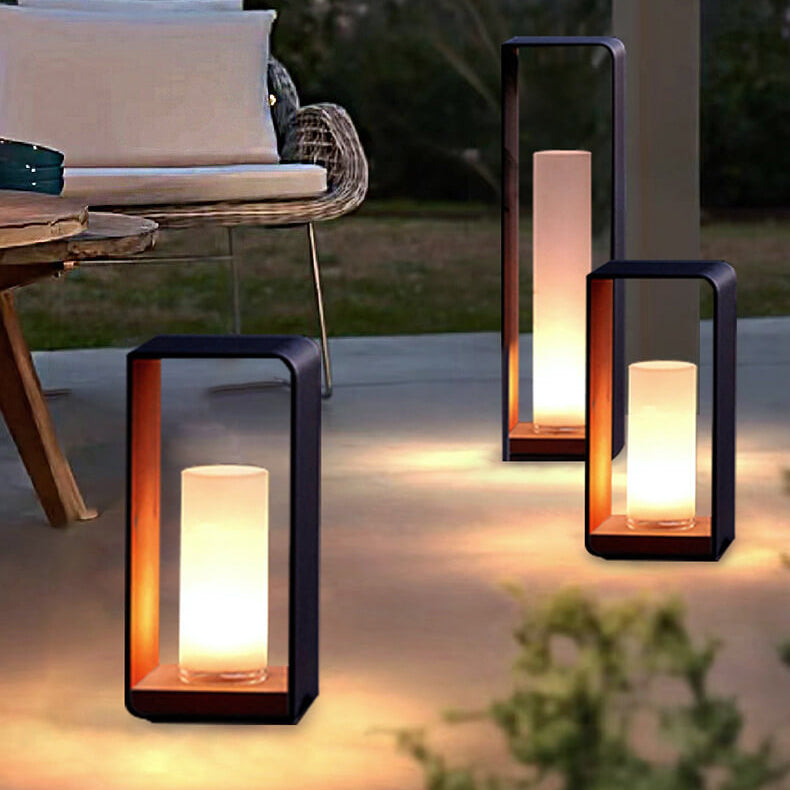 Modern Minimalist Square Frame Stainless Steel Acrylic LED Waterproof Lawn Landscape Light For Outdoor Patio Lumendat