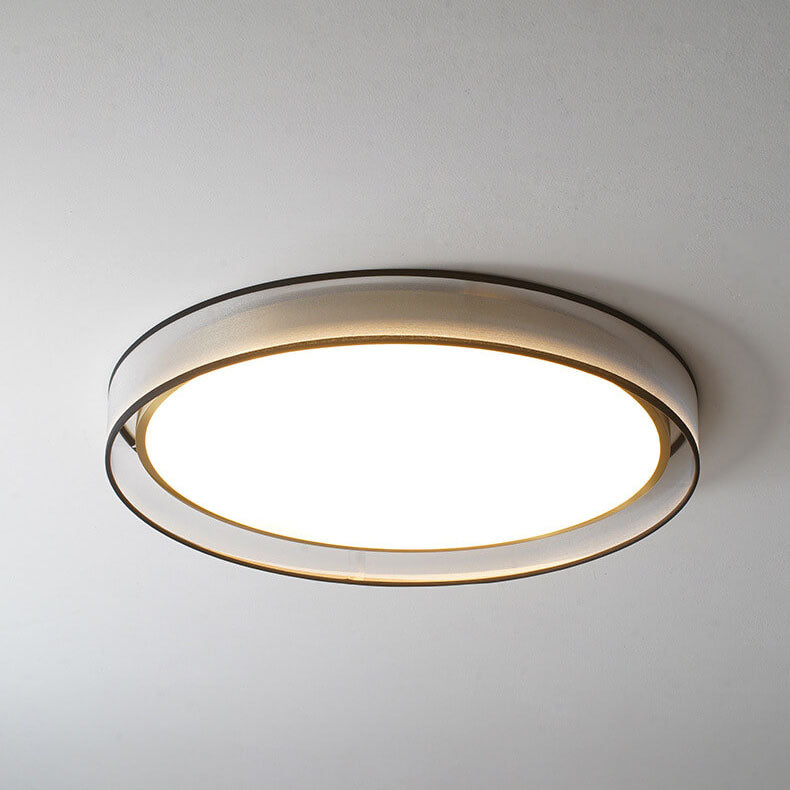 Nordic Luxury Round Fabric Brass Acrylic LED Flush Mount Ceiling Light BulbSquare