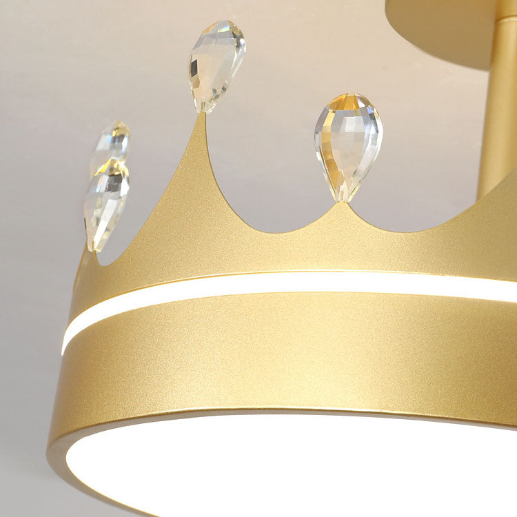 Cartoon Creative Crown LED Kids Semi-flush Mount Ceiling Light