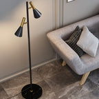 Modern Minimalist Marble Iron Horn Shade Rotatable 2-Light Standing Floor Lamp For Living Room & Bedroom Lumendat