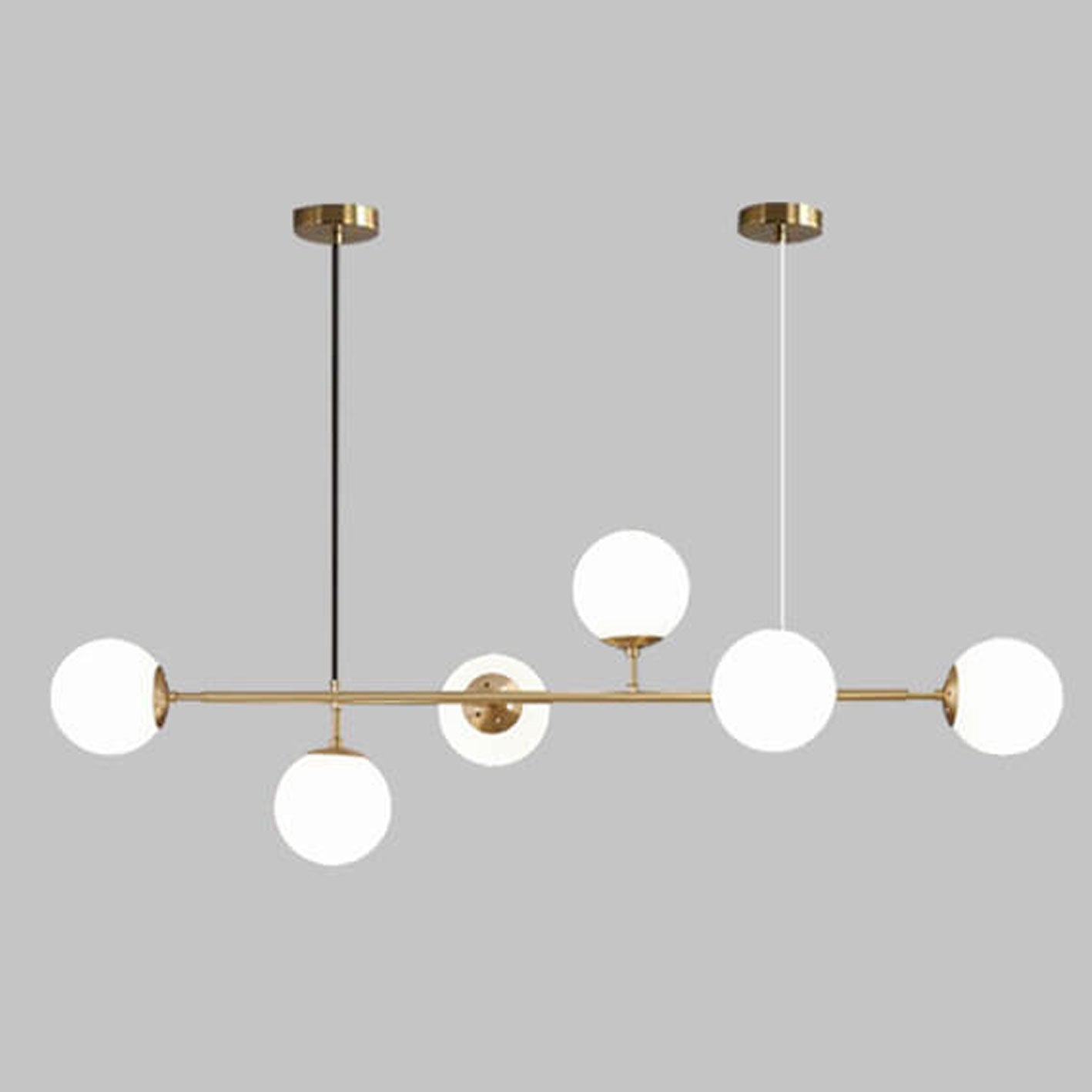 Modern Minimalist Long Glass Round Globe Island Light 6-light Chandelier