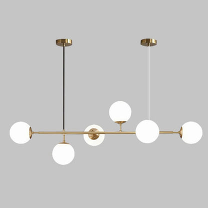 Modern Minimalist Long Glass Round Globe Island Light 6-light Chandelier