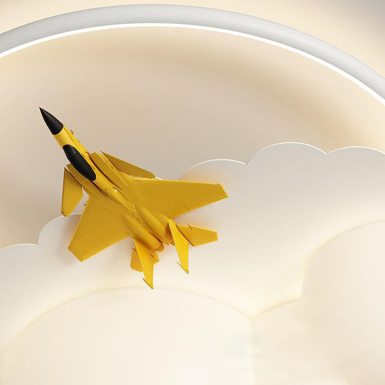 Lumendat Modern Kids Cloudy Airplane Iron Resin Rotomolded LED Flush Mount Ceiling Light Lumendat