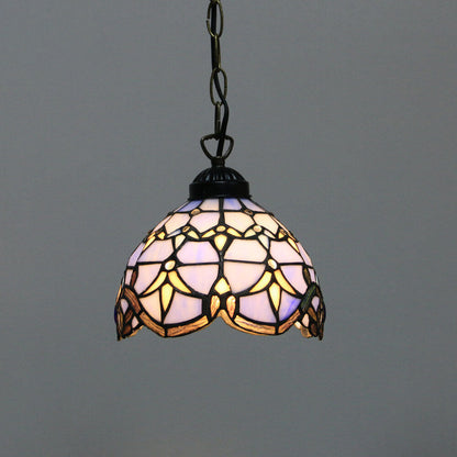 Tiffany Rustic Rose Beads Stained Glass 1-Light Pendant Light