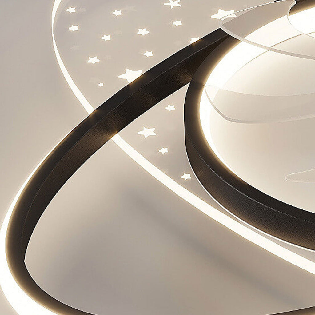 Lumendat Modern Creative Planet Star Effect LED Flush Mount Ceiling Fan Light Lumendat