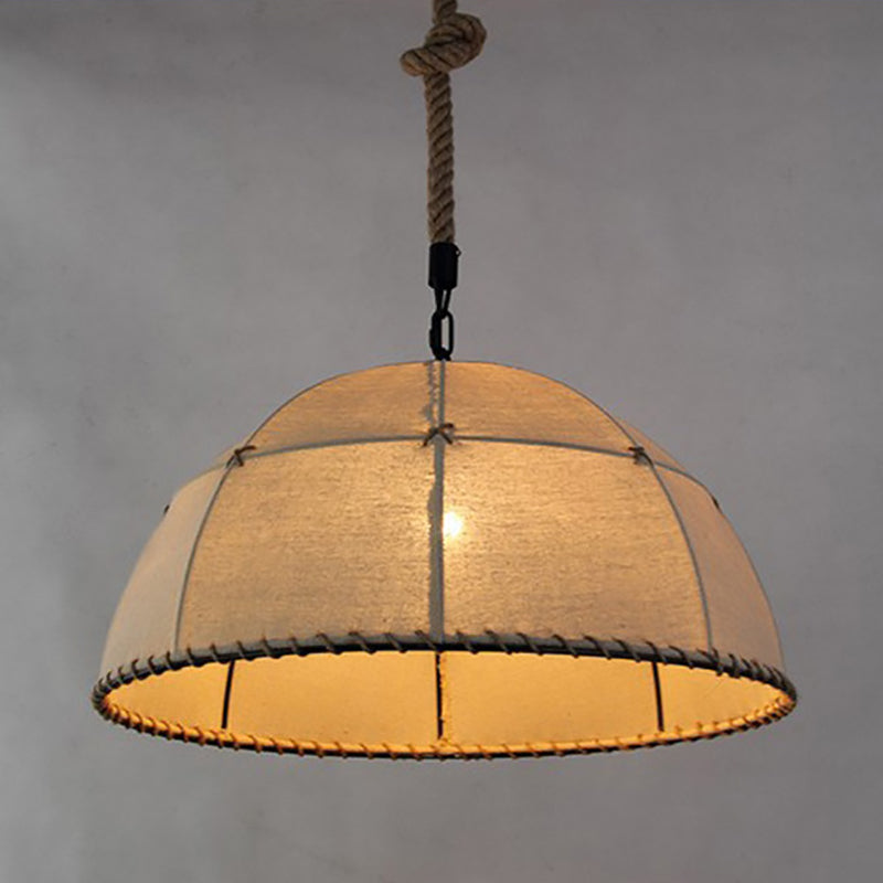 Traditional Rustic Fabric Semicircle Lampshade 1-light Pendant Light for Dining Room