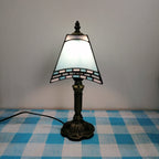 European Vintage Tiffany Square Stained Glass Iron 1-Light Table Lamp Lumendat