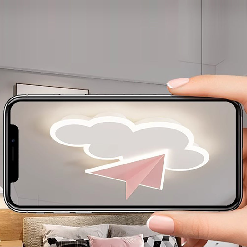 Lumendat Modern Art Deco Kids Iron Acrylic Cloud Plane LED Flush Mount Ceiling Light For Bedroom Lumendat
