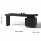 Modern Minimalist Oak Wood Rectangular Desk With Wireless Charging & 5 Drawers For Bedroom & Home Office Lumendat