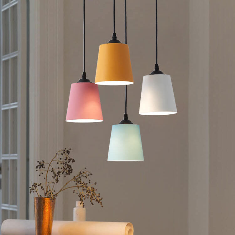 Nordic Macaron Cylinder Dome Metal 1-light Pendant Light BulbSquare