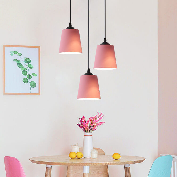 Nordic Macaron Cylinder Dome Metal 1-light Pendant Light BulbSquare