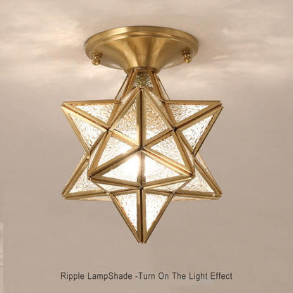 Modern 1-light Star Pentagram Shaped Semi-flush Mount Lighting