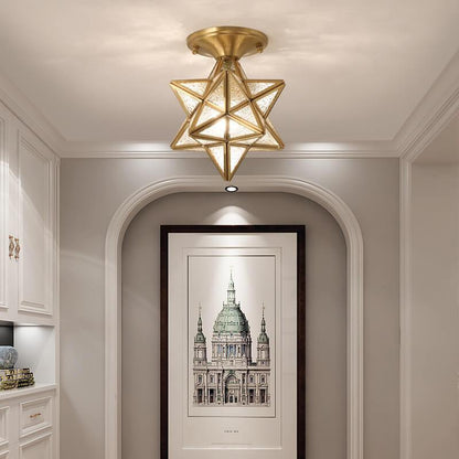 Modern 1-light Star Pentagram Shaped Semi-flush Mount Lighting