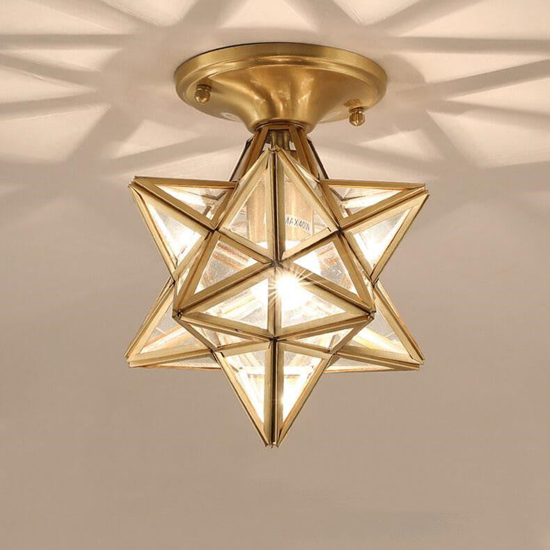 Modern 1-light Star Pentagram Shaped Semi-flush Mount Lighting