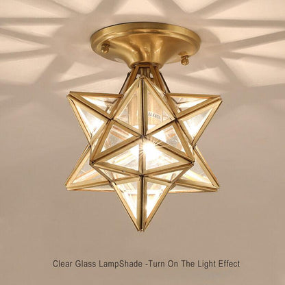 Modern 1-light Star Pentagram Shaped Semi-flush Mount Lighting