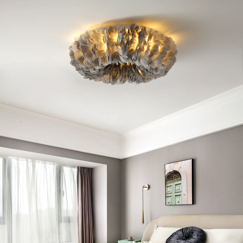 Modern Goose Feathers 1-Light Flush Mount Lighting Lumendat