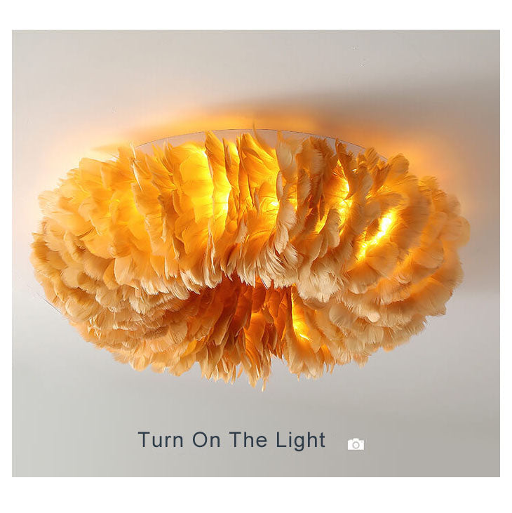 Modern Goose Feathers 1-Light Flush Mount Lighting Lumendat