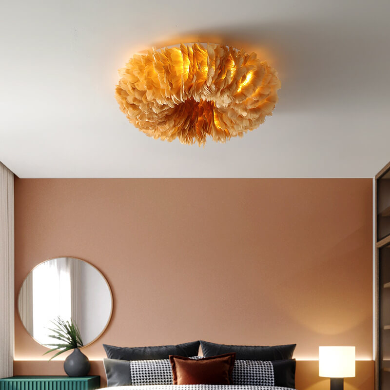 Modern Goose Feathers 1-Light Flush Mount Lighting Lumendat