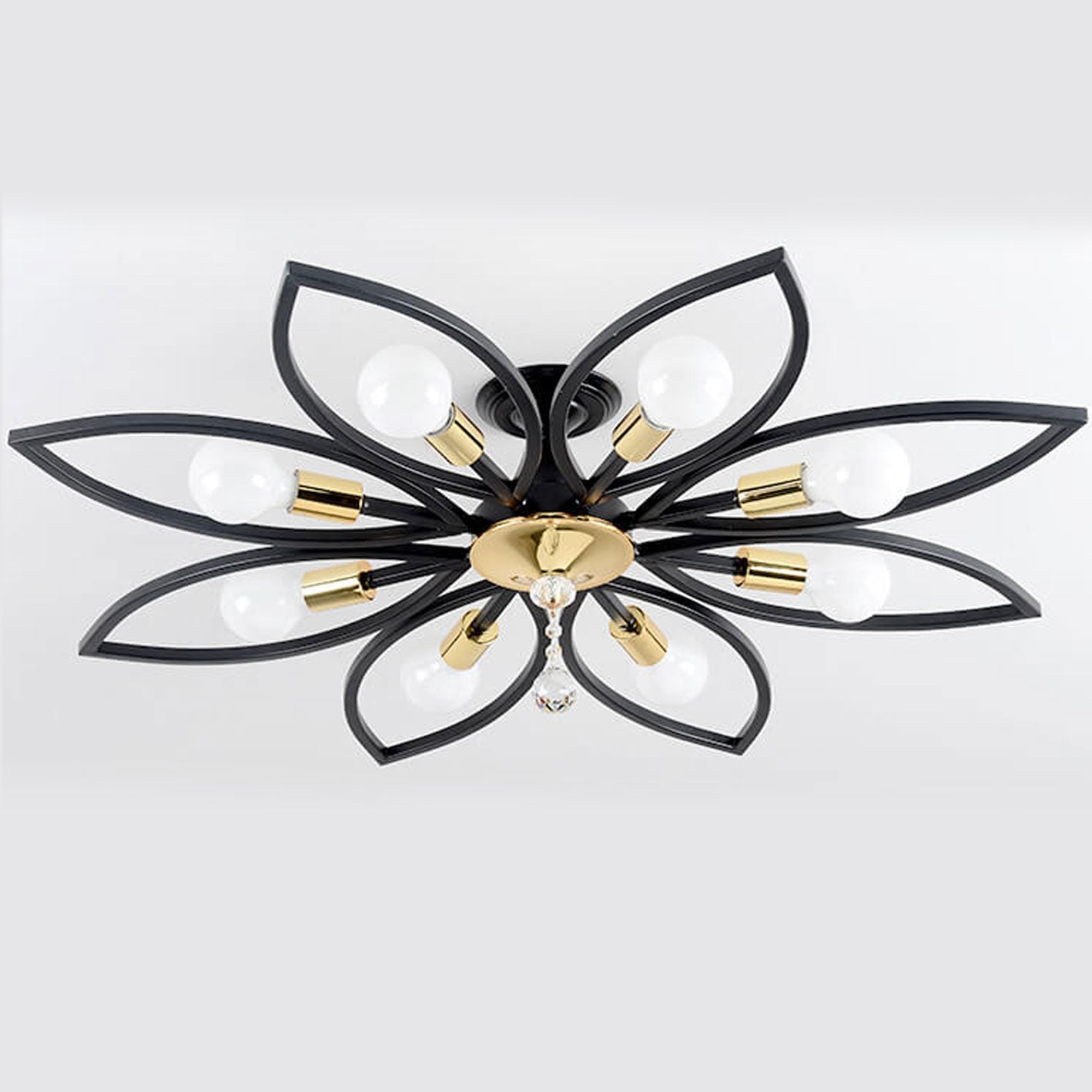 Nordic Light Luxury Wrought Iron Crystal 6/8-light Flush Mount Ceiling Light