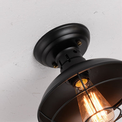 Contemporary Industrial Semicircle Iron 1-light Semi-flush Mount Ceiling Light for Living Room