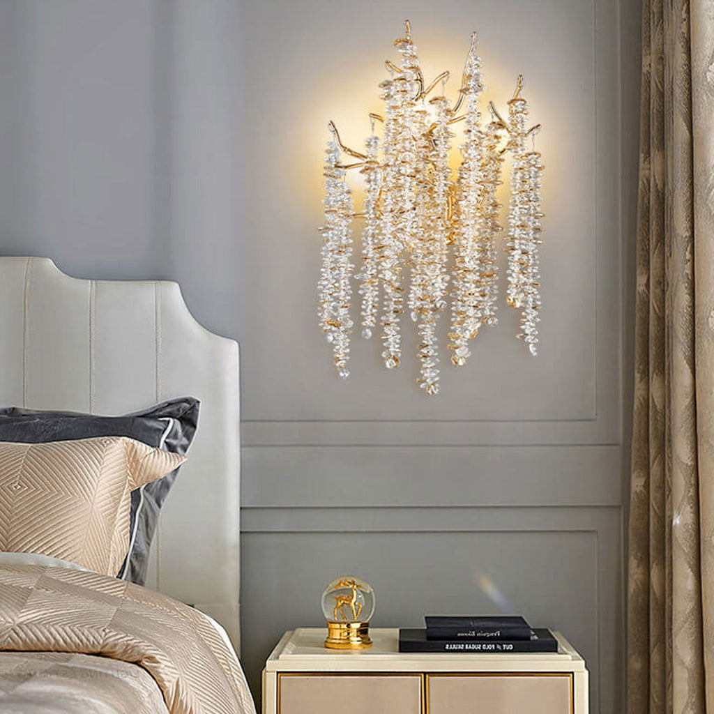 Modern Light Luxury Tree Branch Crystal 3-Light Wall Sconce Lamp Lumendat
