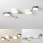 Scandinavian Minimalist Solid Wood Iron LED Flush Mount Lighting BulbSquare