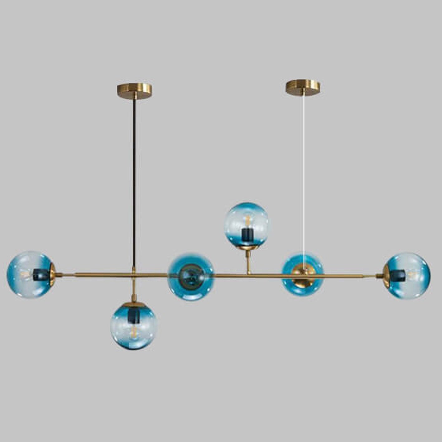Modern Minimalist Long Glass Round Globe Island Light 6-light Chandelier