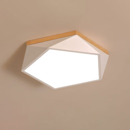 Contemporary Scandinavian Iron Acrylic Polygon LED Flush Mount Ceiling Light for Bedroom